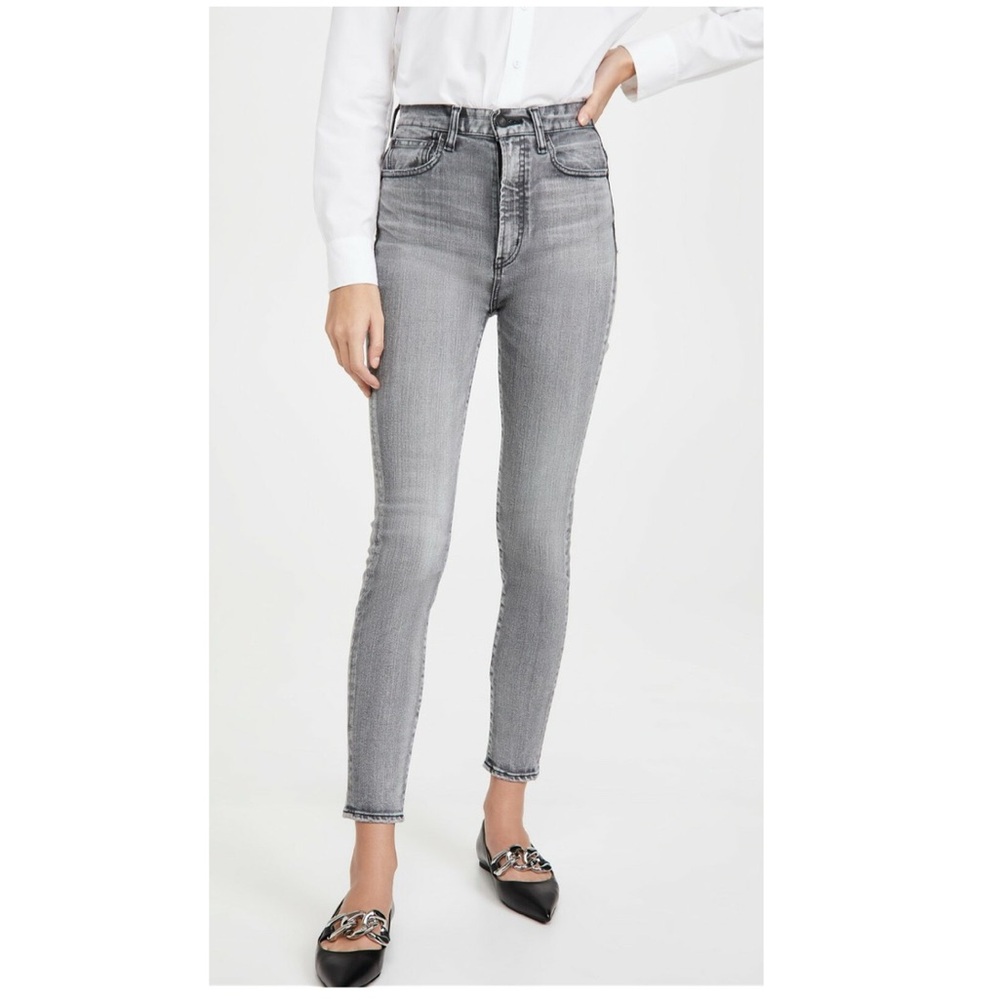 Moussy Vintage Washed Gray Size 24 Slim Skinny Raw Hem Cuff Japanese Denim Jeans